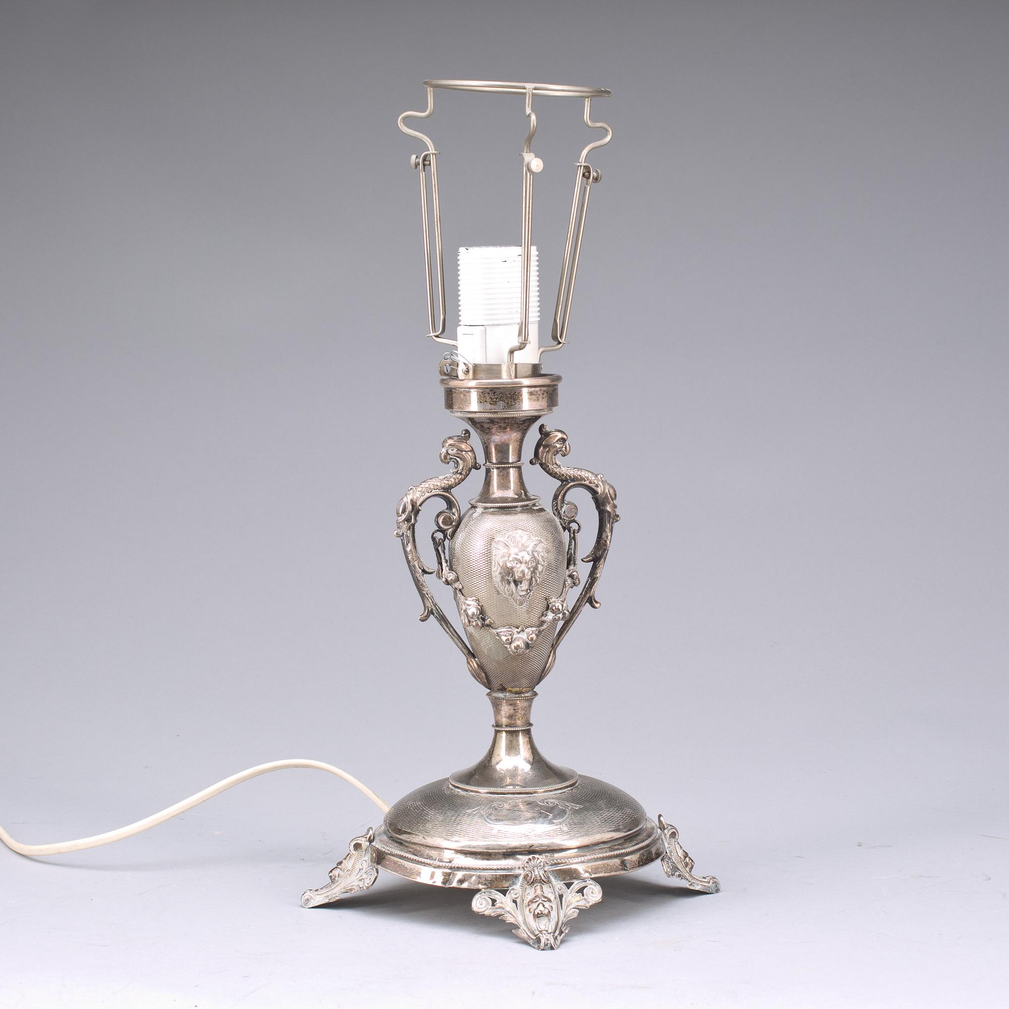 BORDSLAMPA, silver, omkr 1900.