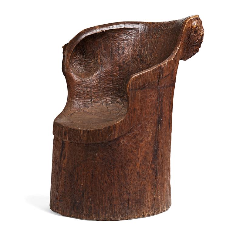 A Swedish folk art pine chair, early 20th Century.