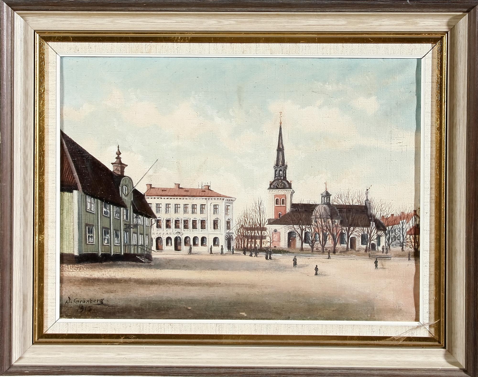 OKÄND KONSTNÄR, olja på duk, sign N. Grönberg, dat 1917.
