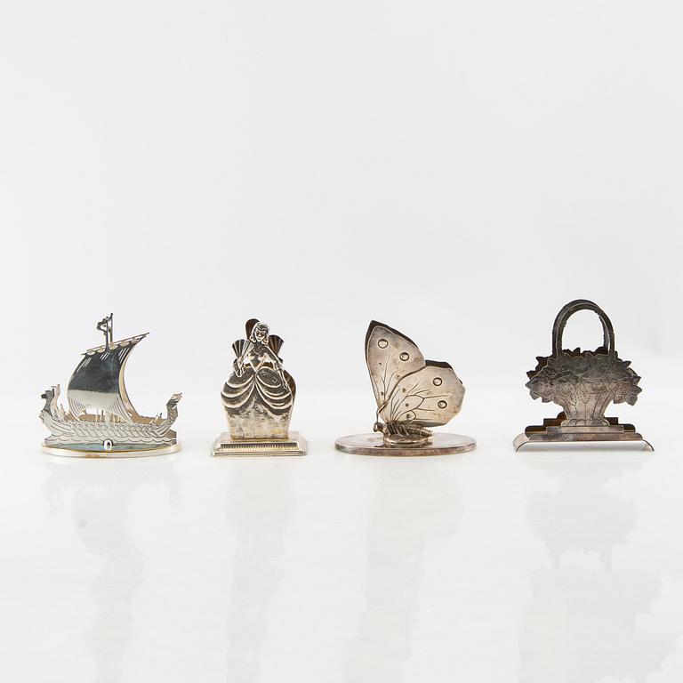 Napkin holders, 4 pieces, silver-plated, first half of the 20th century.