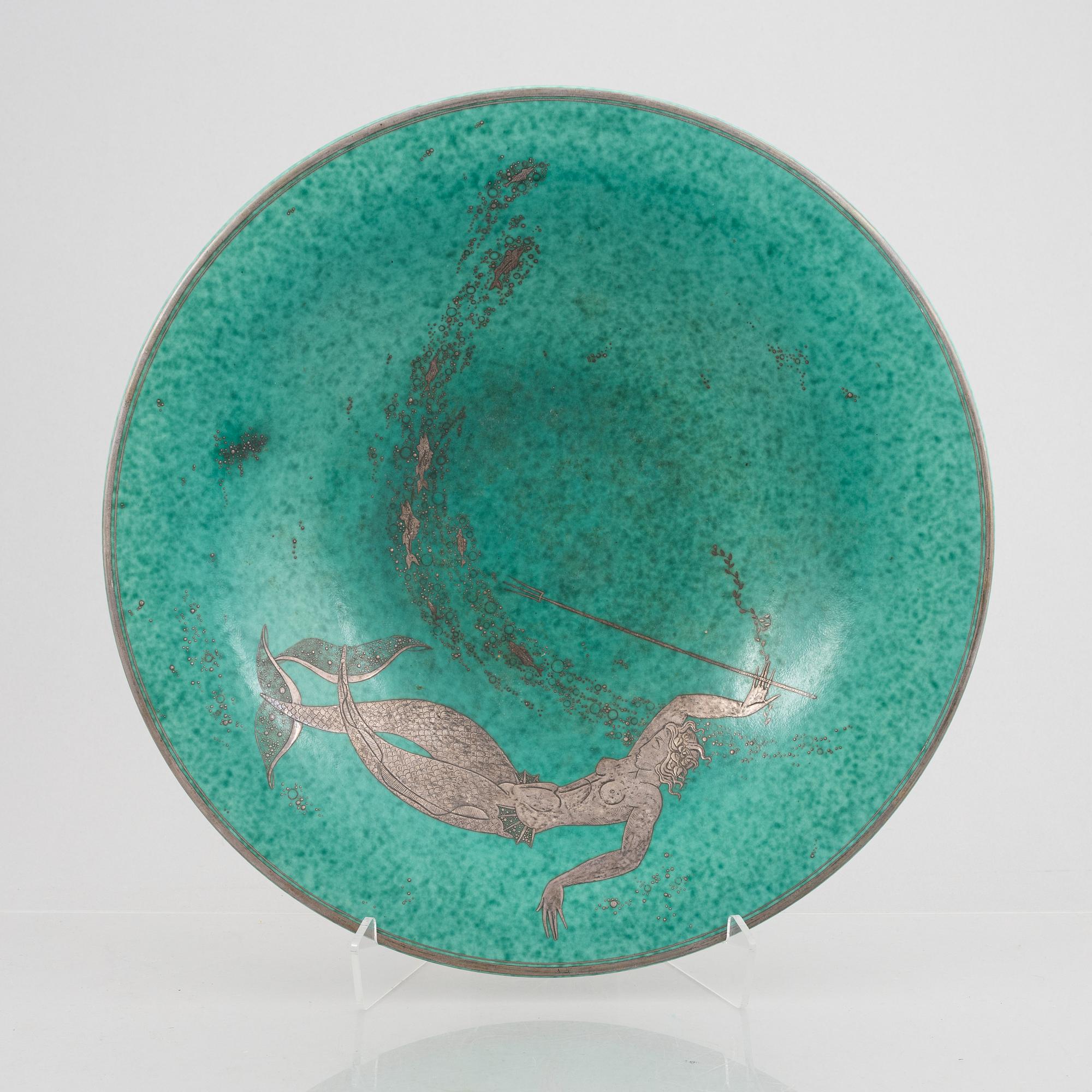 Wilhelm Kåge, fat, stengods, "Argenta", Gustavsberg 1954.