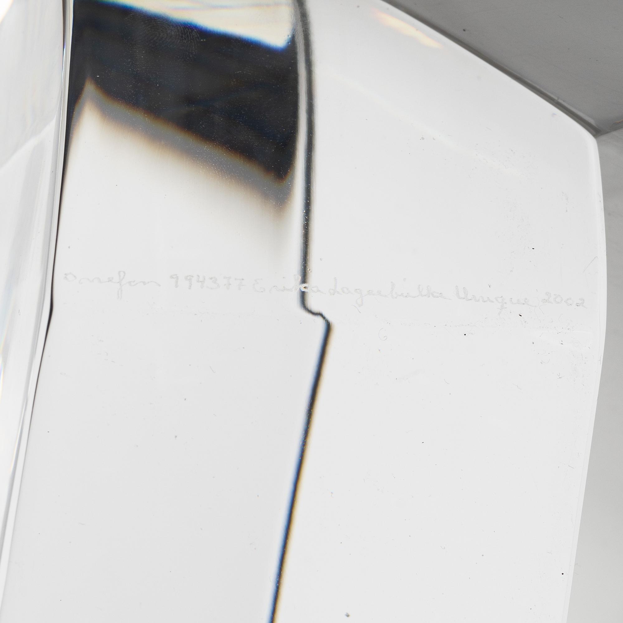 Erika Lagerbielke, unik skulptur, Orrefors, 2002.