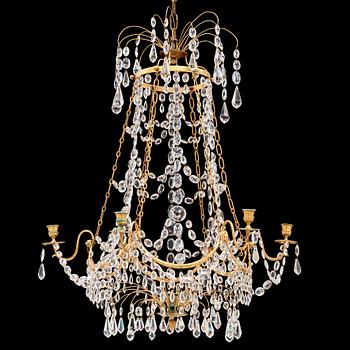 58. A Gustavian late 18th century seven-light chandelier.