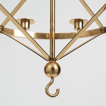 Sigurd Persson, a brass eight candles chandelier, Helsingborg Sweden, probably 1960s.