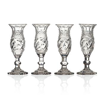 132. A set of four Russian champagne flutes, Imperial Glass Manufactory, St Petersburg, first half of 19th Century.