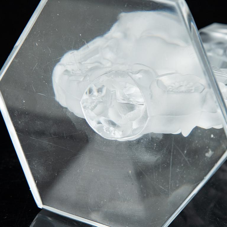 Lalique, a pair of glass candlestick, signed Lalique France, second half of the 20th century.