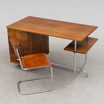 JINDRICH HALABALA, skrivbord samt MART STAM, stol, 1930-tal.