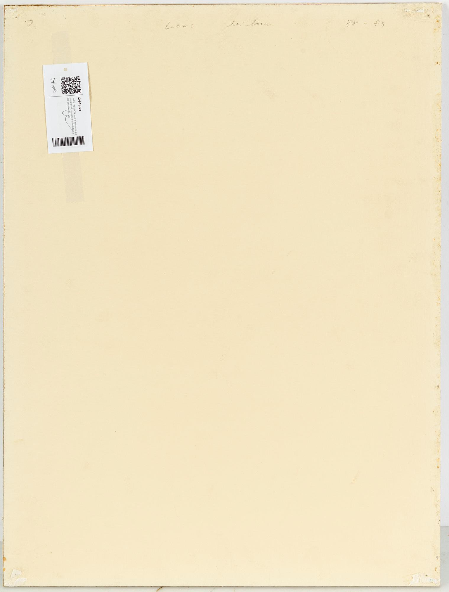 LARS NILSSON, oil & tempera on canvas/panel, signed and dated -88-89 verso.