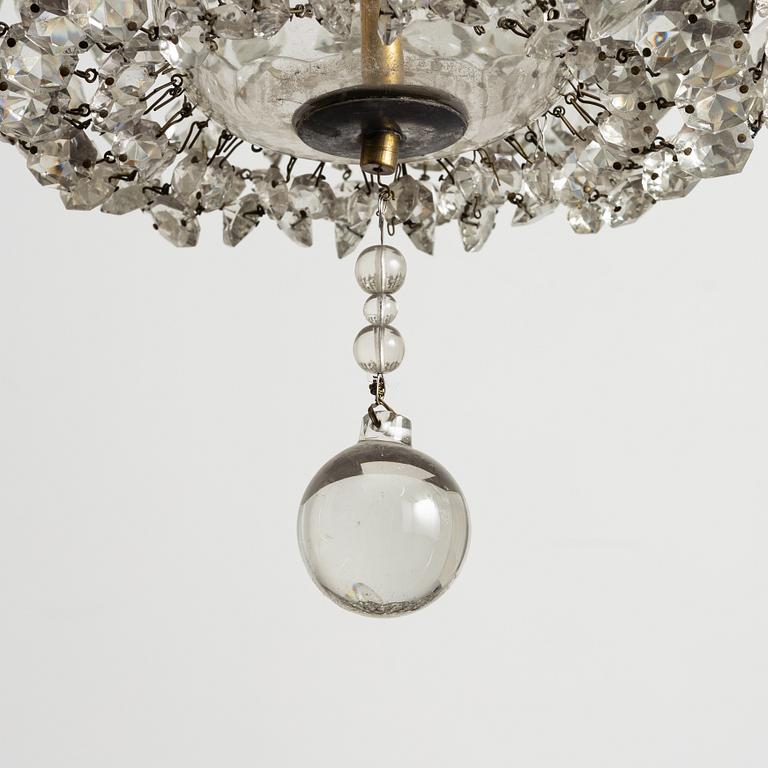 A cut-glass chandelier, first part 20th century.