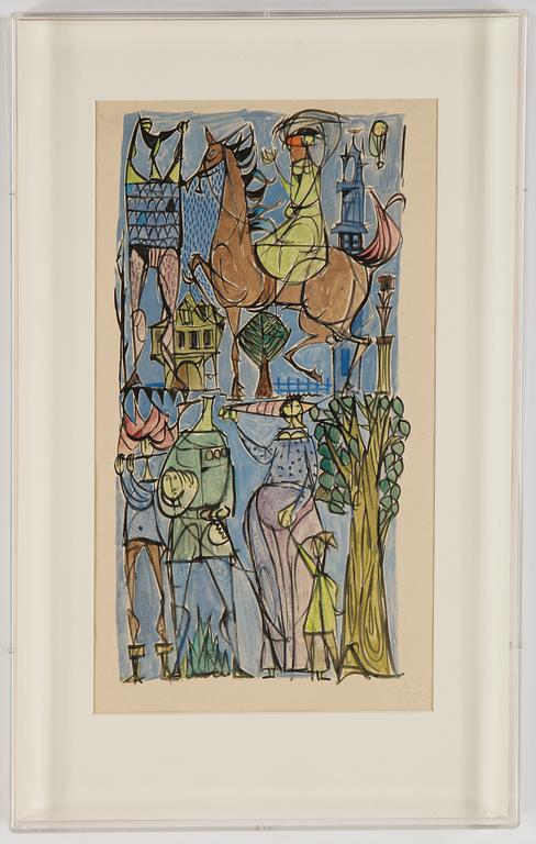 Stig Lindberg, watercolour on paper, signed Stig L.