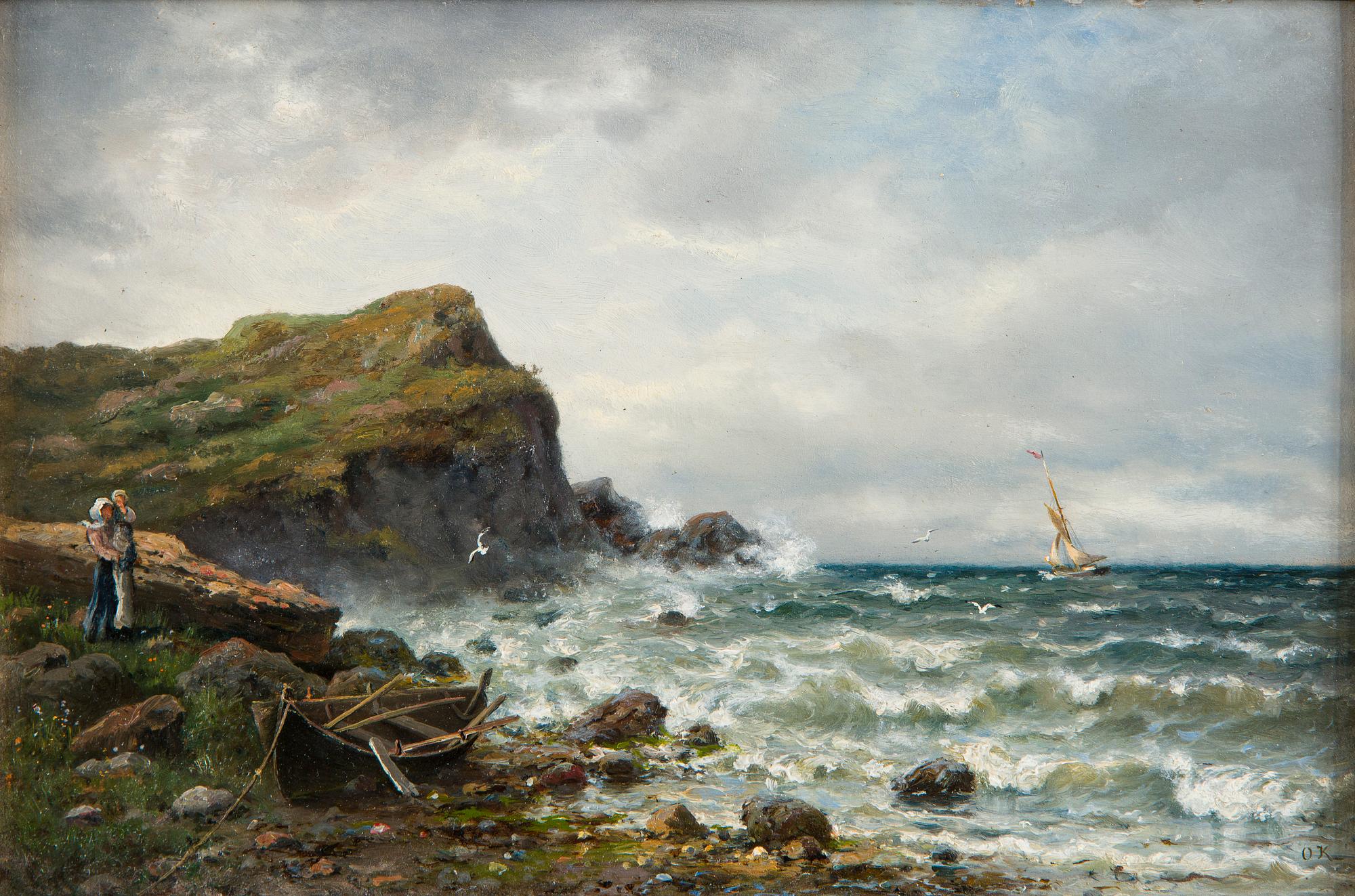 Oscar Kleineh, Mor och barn vid stormande Hav.