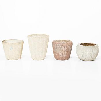 Syco Keramik, eight flower pots, Sweden, mid20th century.