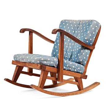 "Sportstugemöbel", a stained pine rocking chair, Nordiska Kompaniet Sweden 1930-40's.