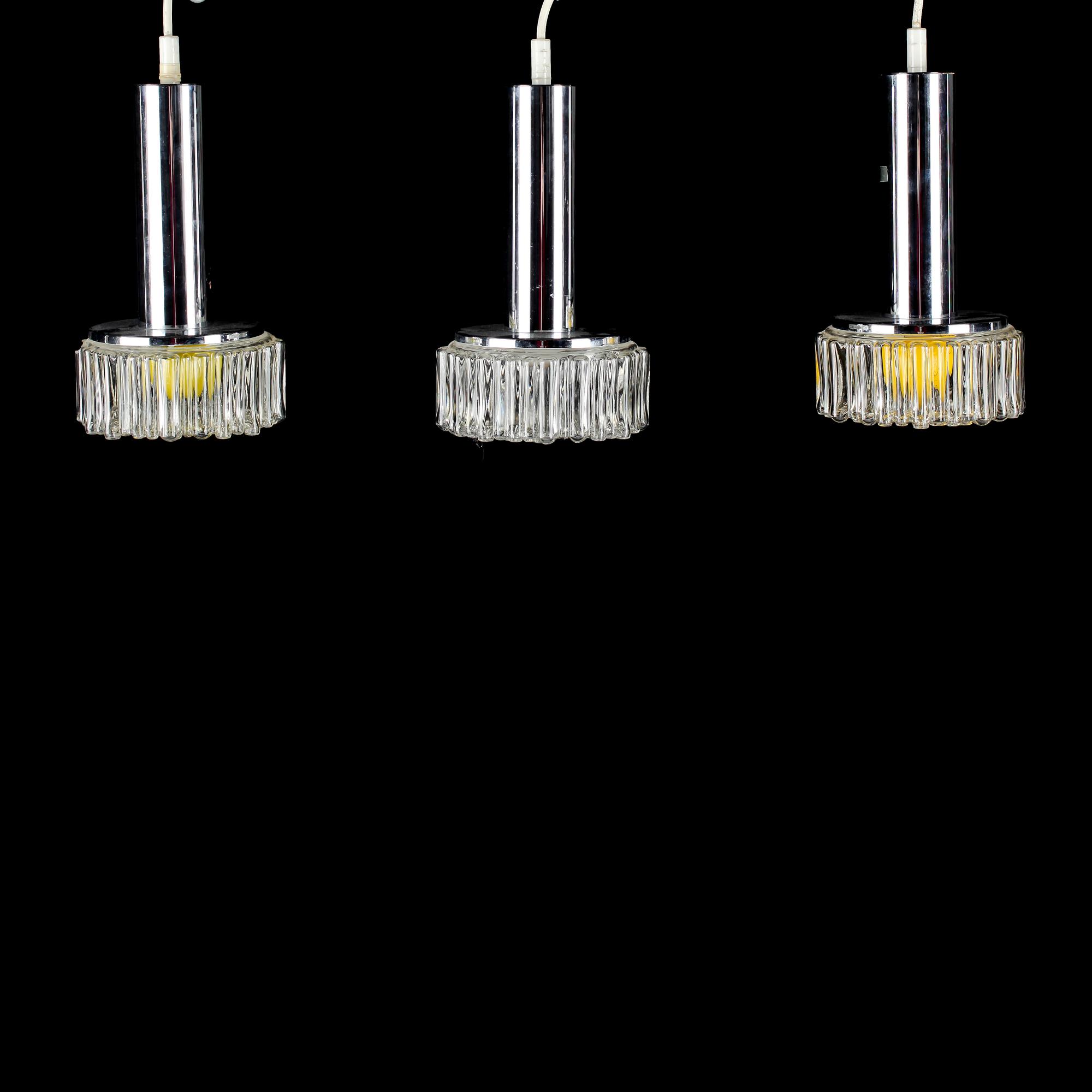 TAKLAMPOR, 3 st, "SL 5026/"Domino", Lilux Belysning AB, 1960/1970-tal. Höjd 32 cm.