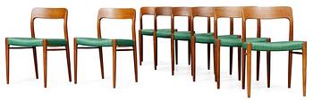 779. A set of eight  Niles O Möller chairs, by JL Möller, Denmark, 1950-60's.