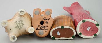 FIGURINER, 4 st, keramik, Lisa Larson, Gustavsberg.