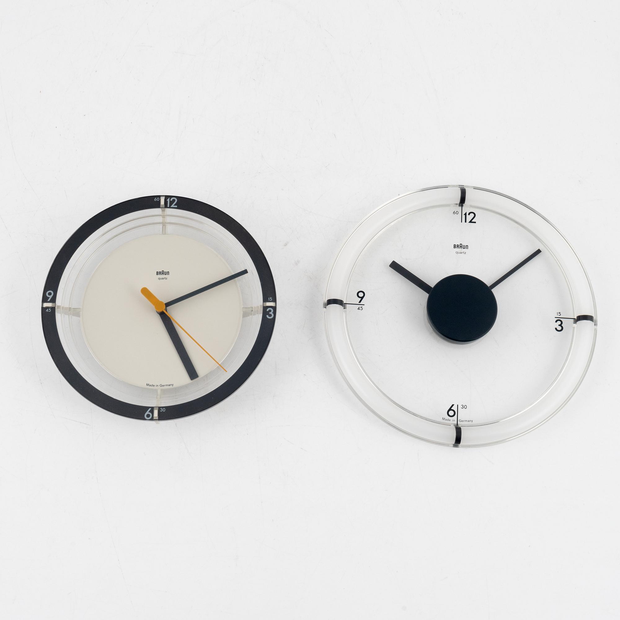 Dieter Rams & Dietrich Lubs, 8 väggklockor, Braun.