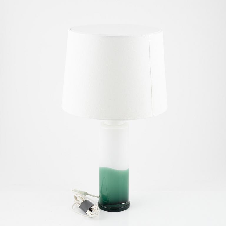 A green and white glass table light, Luxus, Vittsjö.