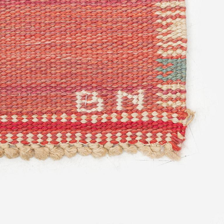 Barbro Nilsson, a carpet, 'Falurutan, röd Borås', rölakan, ca 214,5 x 149,5 cm, signed AB MMF BN.