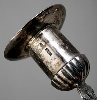 LJUSSTAKAR, silver, empire, sannolikt Barkander & Söhrling, verksam 1825-57 i Linköping.