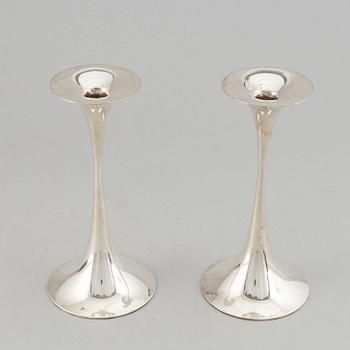 Tapio Wirkkala, A pair of silver candlesticks, 'Trumpetti', Kultakeskus, Tavastehus, Finland 1979.