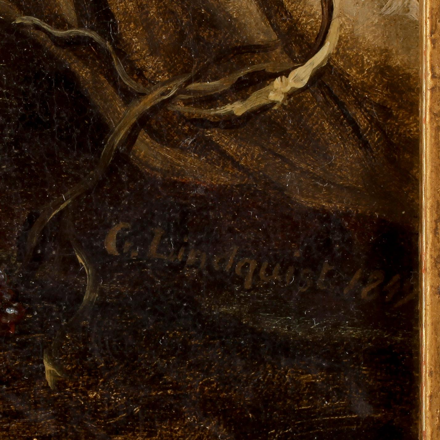 OKÄND KONSTNÄR, olja på duk, signerad G Lindquist, daterad 1849.