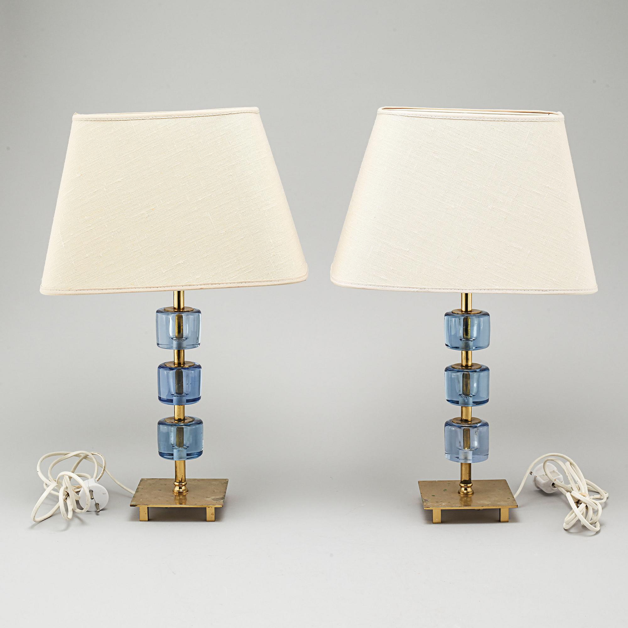 Two similar table lamps, made by Malmö Metallvarufabrik, 20th century.