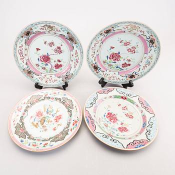 A set of four different Qing Dynsaty porcelain plates.