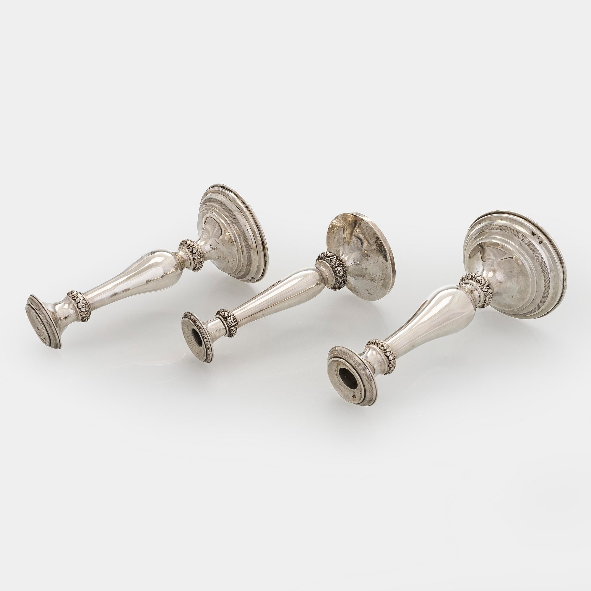 Ljusstakar, 3 st, silver, Österrike-Ungern 1807-1922.