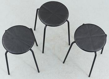 A set of three Jonas Bohlin 'Palett' stools.