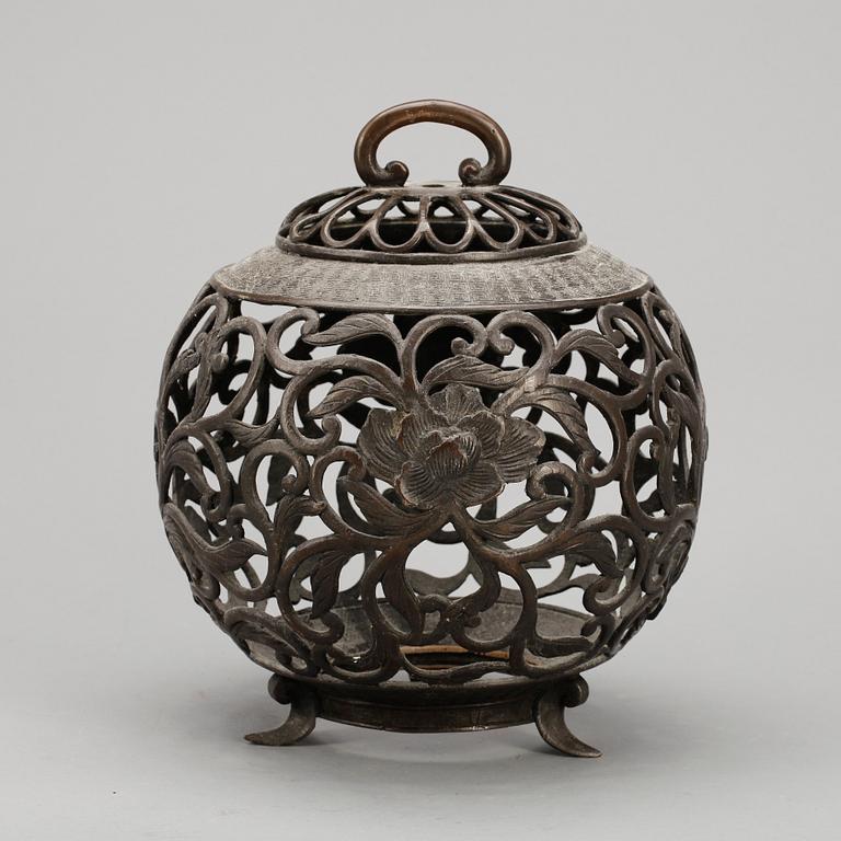 RÖKELSEKAR, brons, sannolikt Japan, 1800/1900-tal.