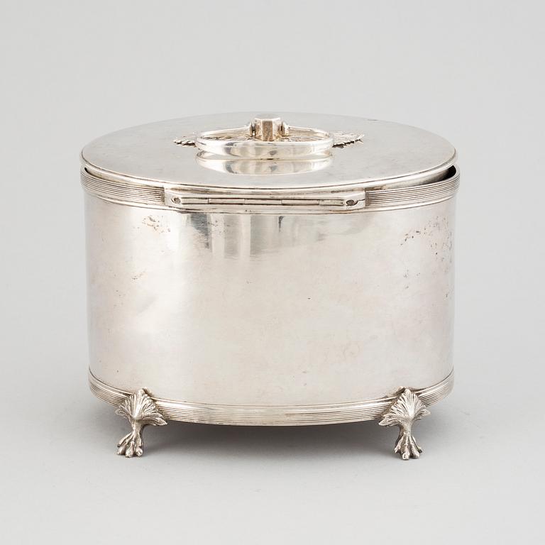 A swedish empire silver sugar box, mark of Sven Floberg, Stockholm 1812.