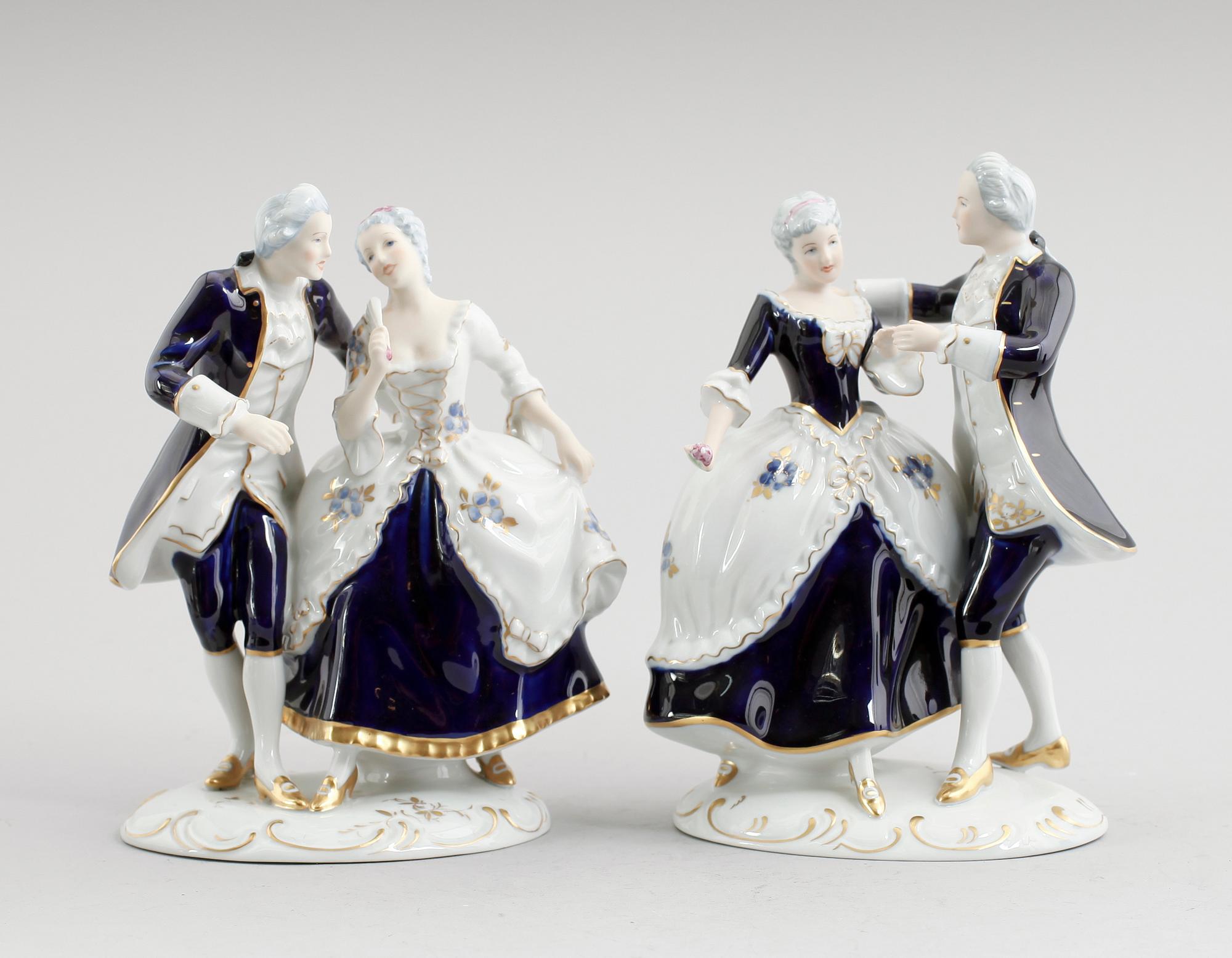 FIGURGRUPPER, 2 st, porslin, Royal Dux, 1900-talets mitt.