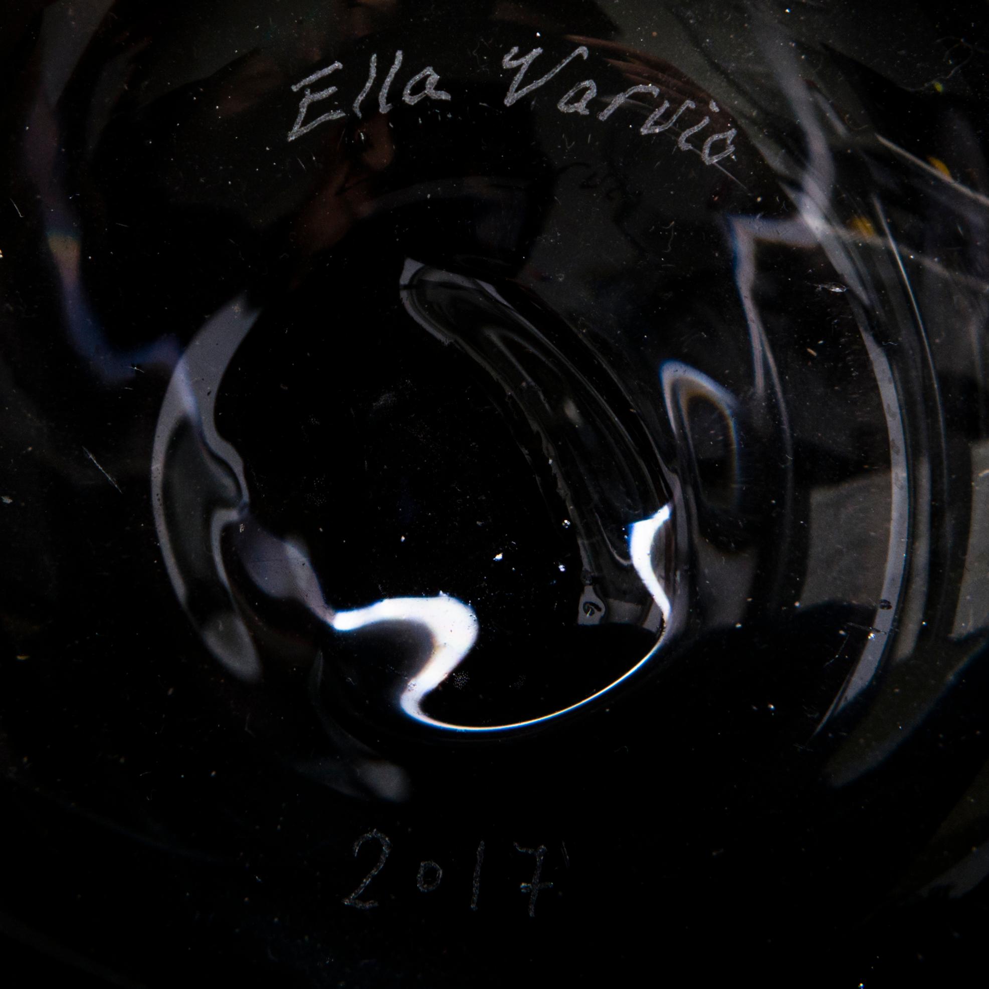 ELLA VARVIO, a glass vase/ sculpture, signed Ella Varvio 2017.
