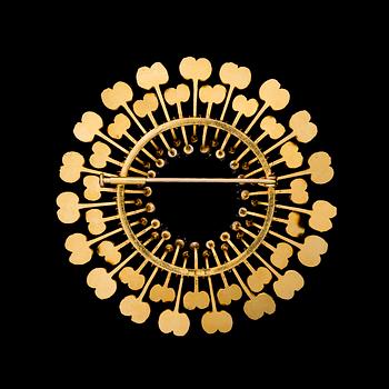 TAPIO WIRKKALA, brosch "Diamantsol", 14K guld,  briljantslipade diamanter. Kultakeskus 1974.