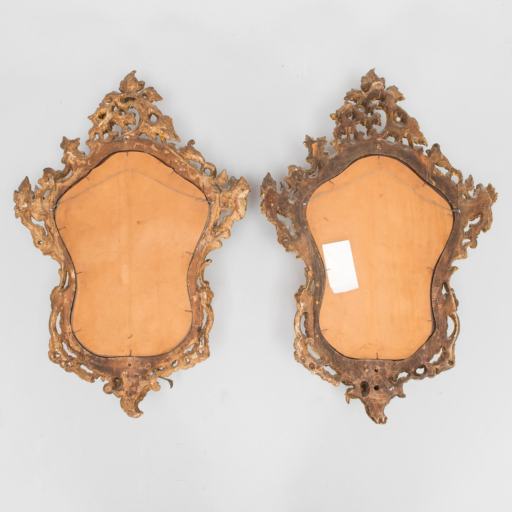 A pair of Venetian mirror lamps in rococo style,  20th century.