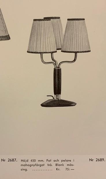 Carl-Axel Acking, a table lamp model "2687", Bröderna Malmströms Metallvarufabrik, Malmö, 1940s.