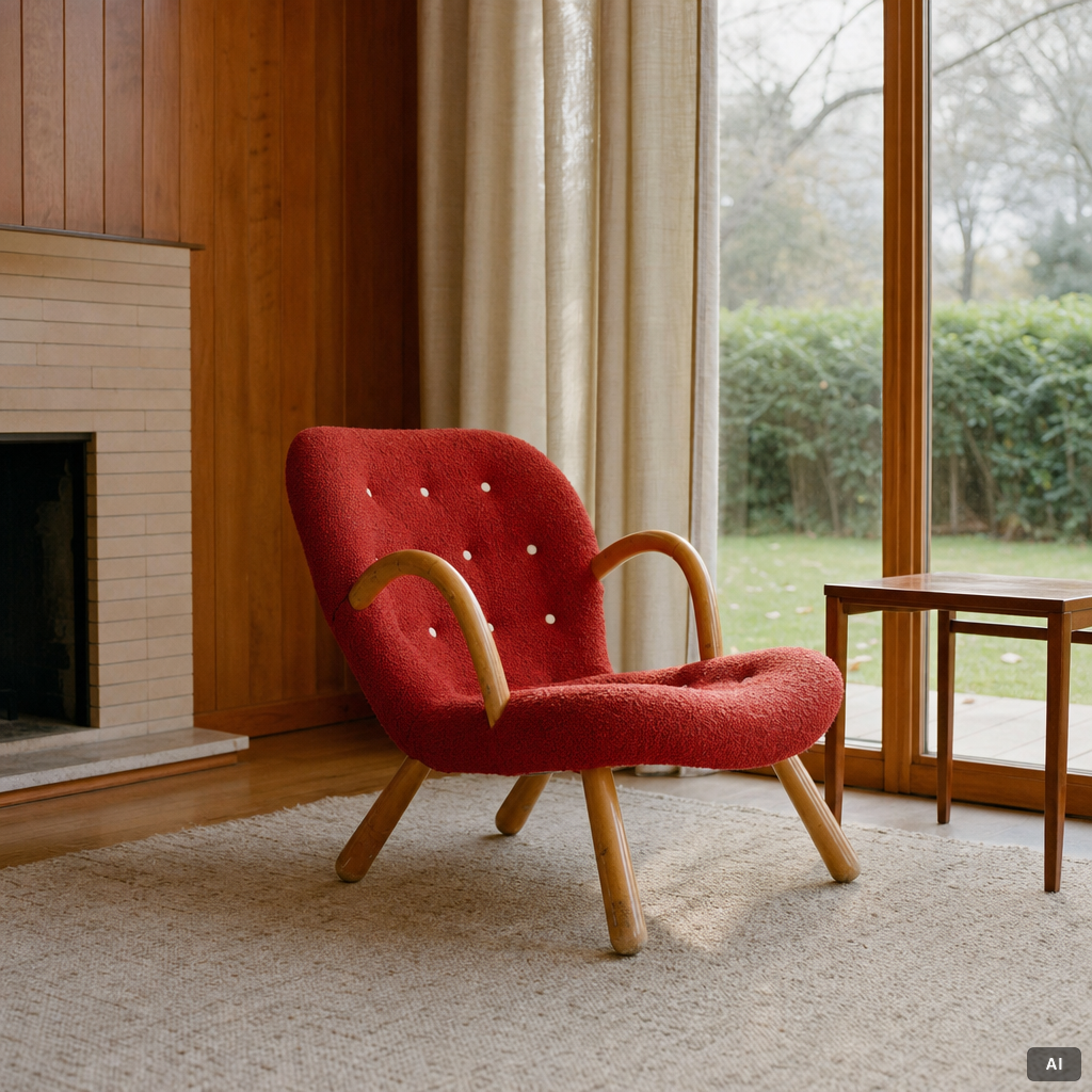 Scandinavian Modern, fåtölj, Musling/Clam Chair, 1940/50-tal.