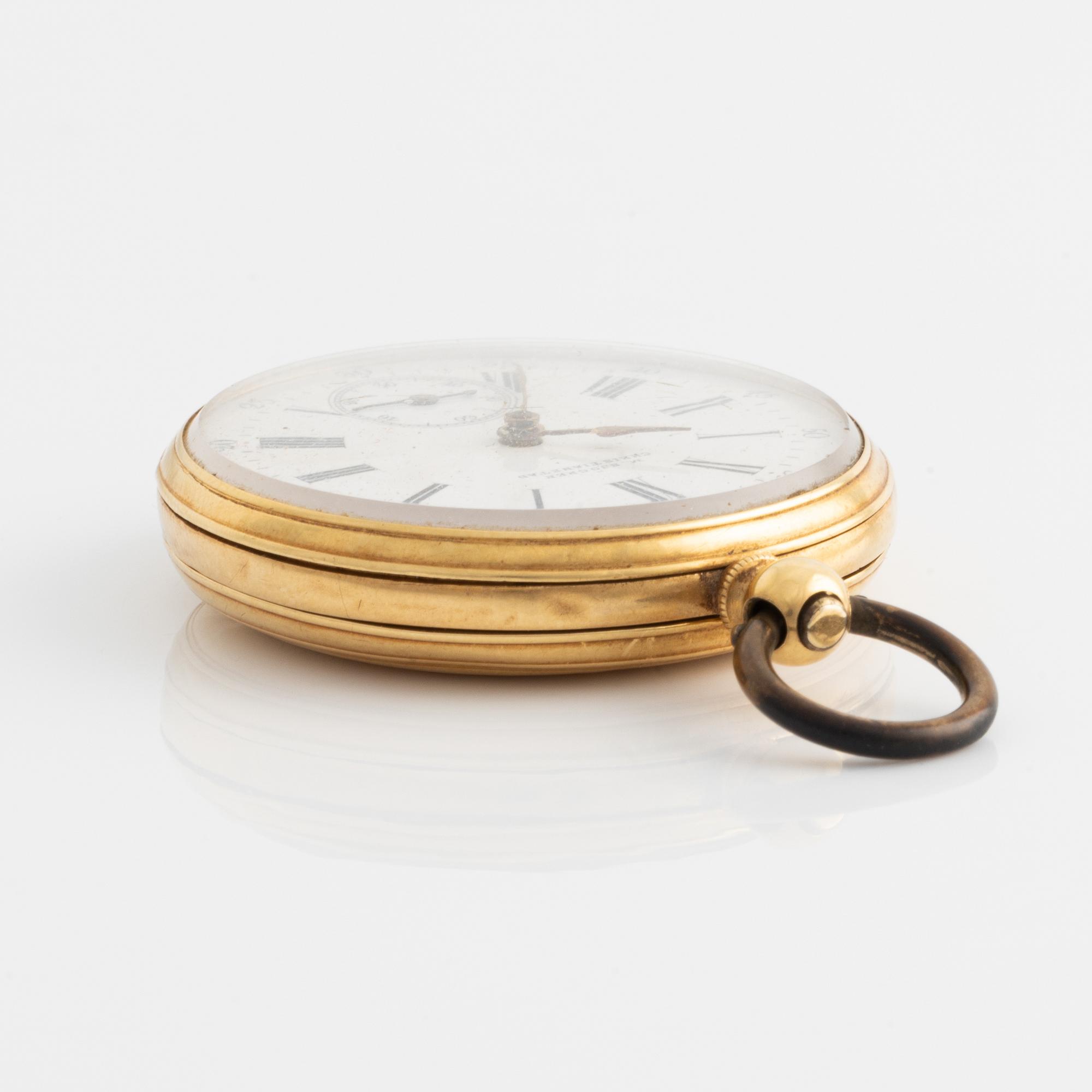 Pocket watch, 18K gold, "M Sjögren Christianstad", 36.5 mm.
