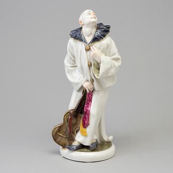 A Volksted figure of 'Pierrot', Germany, early 20th Century.