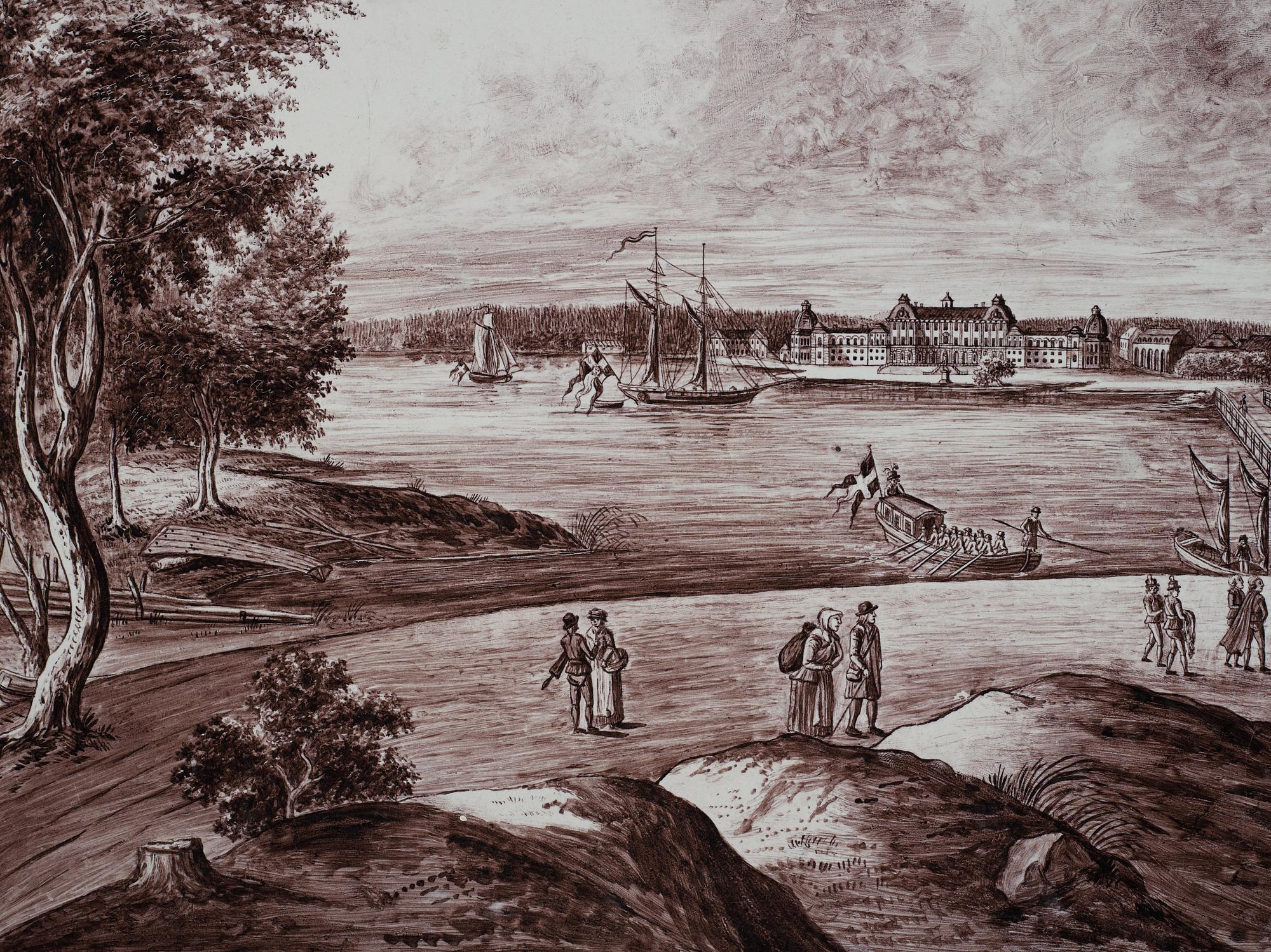 Tebord, med fajansbricka, originalunderrede tillskrivet Gottlieb Iwersson, Sengustavianskt, sent 1700-tal.