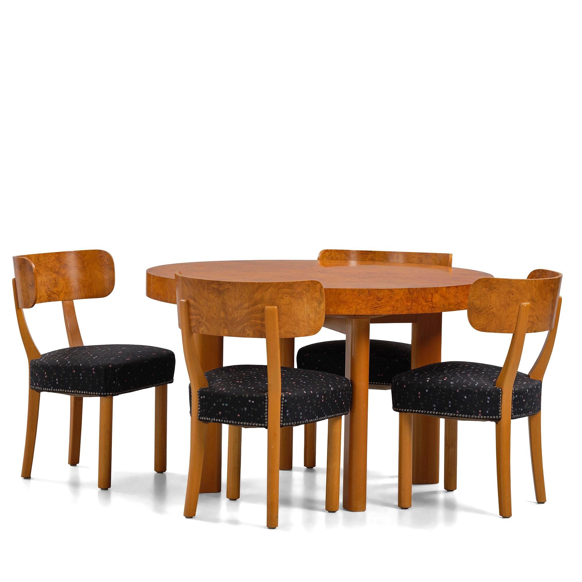 Axel Einar Hjorth, a five-piece "Birka" dining suite, Nordiska Kompaniet, Sweden, 1930s.
