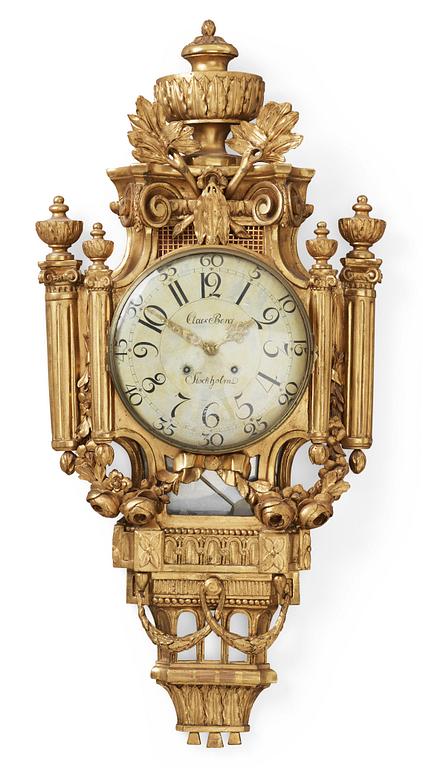 A Gustavian wall clock by Claes Berg, master 1762.