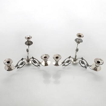 Pehr och Adolf Zethelius, kandelabrar, ett par, silver, Stockholm 1797 och 1824. Empire.