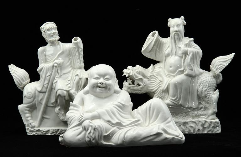 FIGURINER, 3 st, porslin, Kina, 1800/1900-tal.