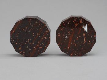 A pair of Swedish Empire 19th century porphyry salts.