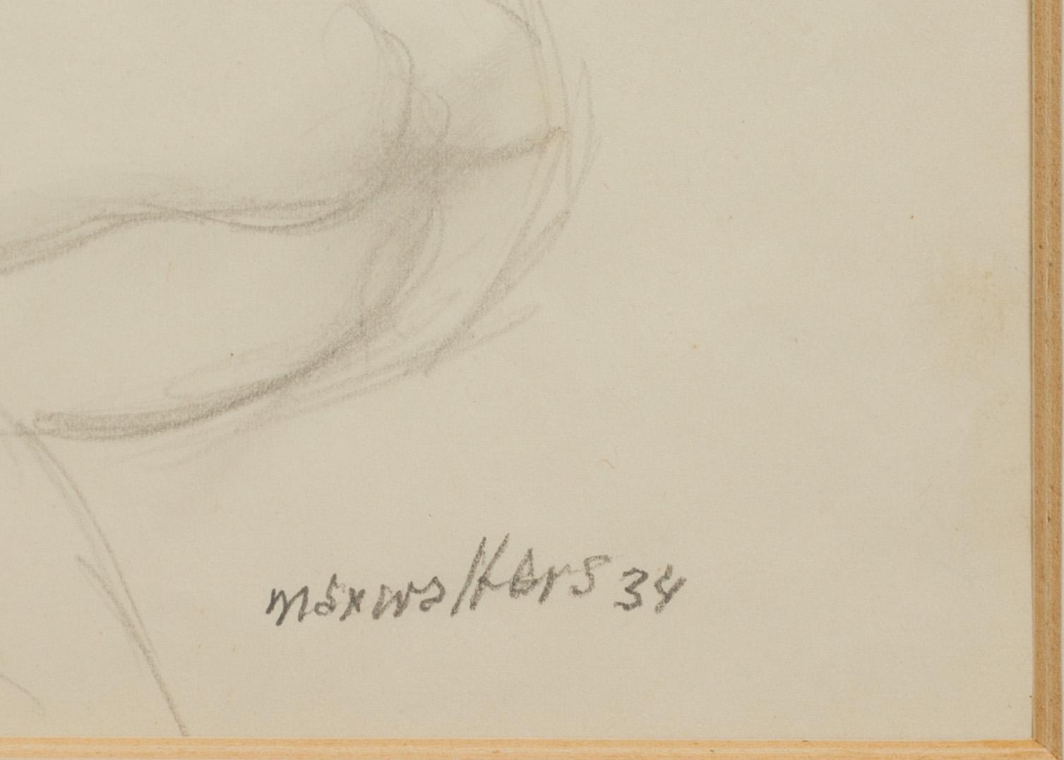 MAX WALTER SVANBERG, skiss blyerts, signerad.
