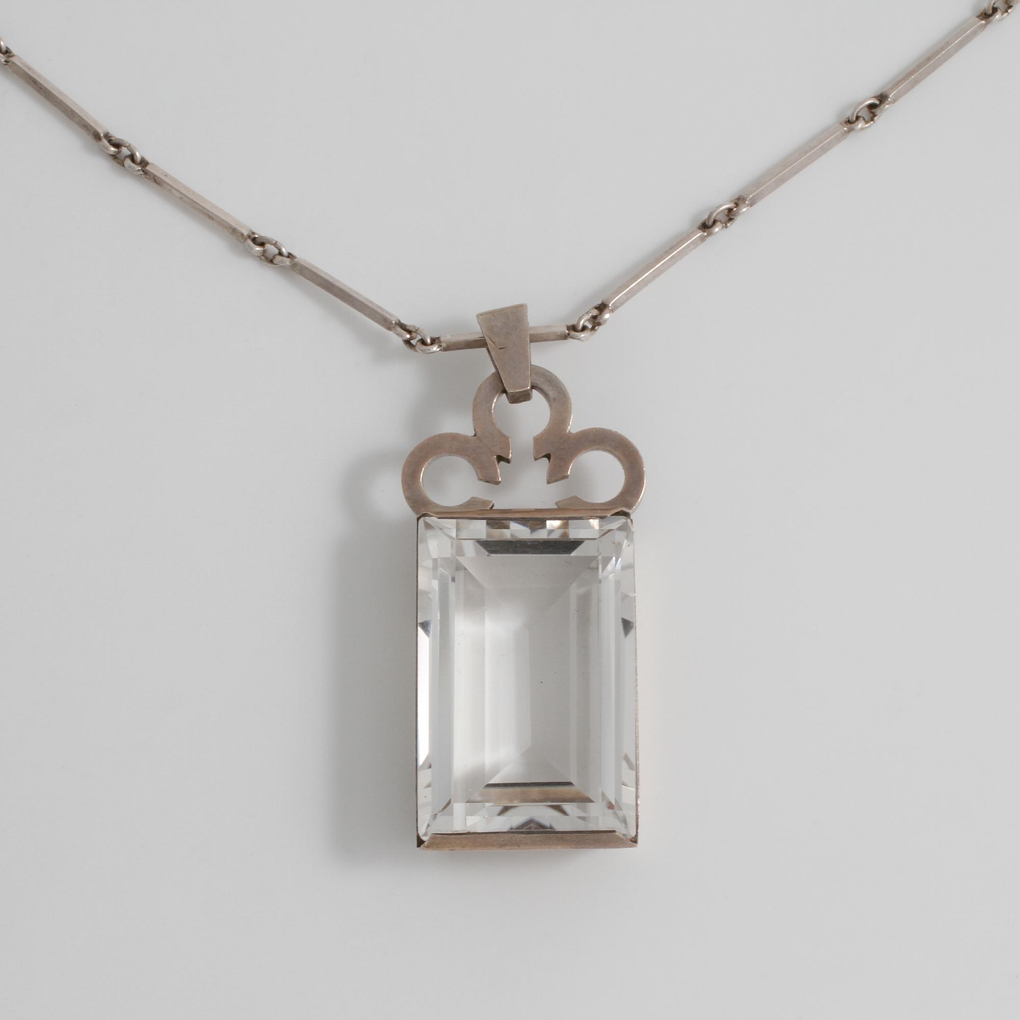 ATELJÉ STIGBERT, Stockholm, 1944, a facet cut rock crystal pendant.