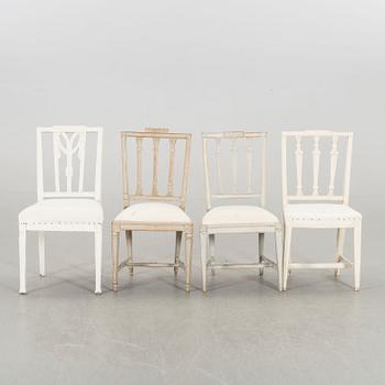 A SET OF 5 SLIGHTLY DIFFERENT LATE GUSTAVIAN SWEDISH CHAIRS, around the year 1800.