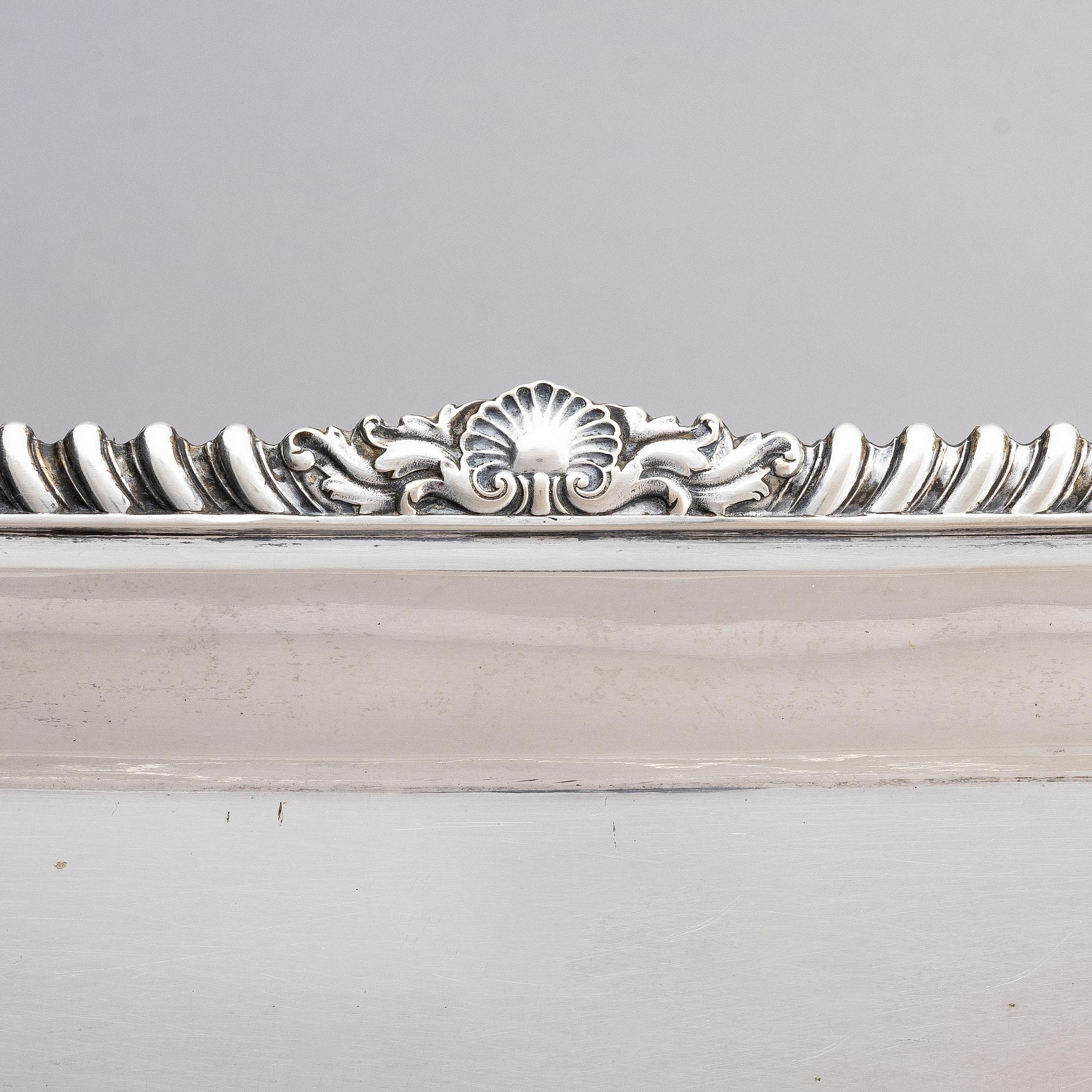 A German 20th century silver tray, 800/1000 silver.